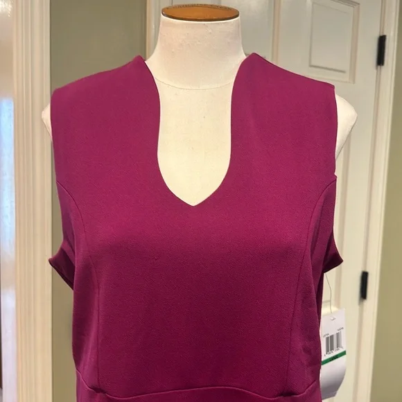 NWT Nina Leonard Sz Large Fuschia Crepe (?) Sheath Shift Dress - Picture 2 of 7